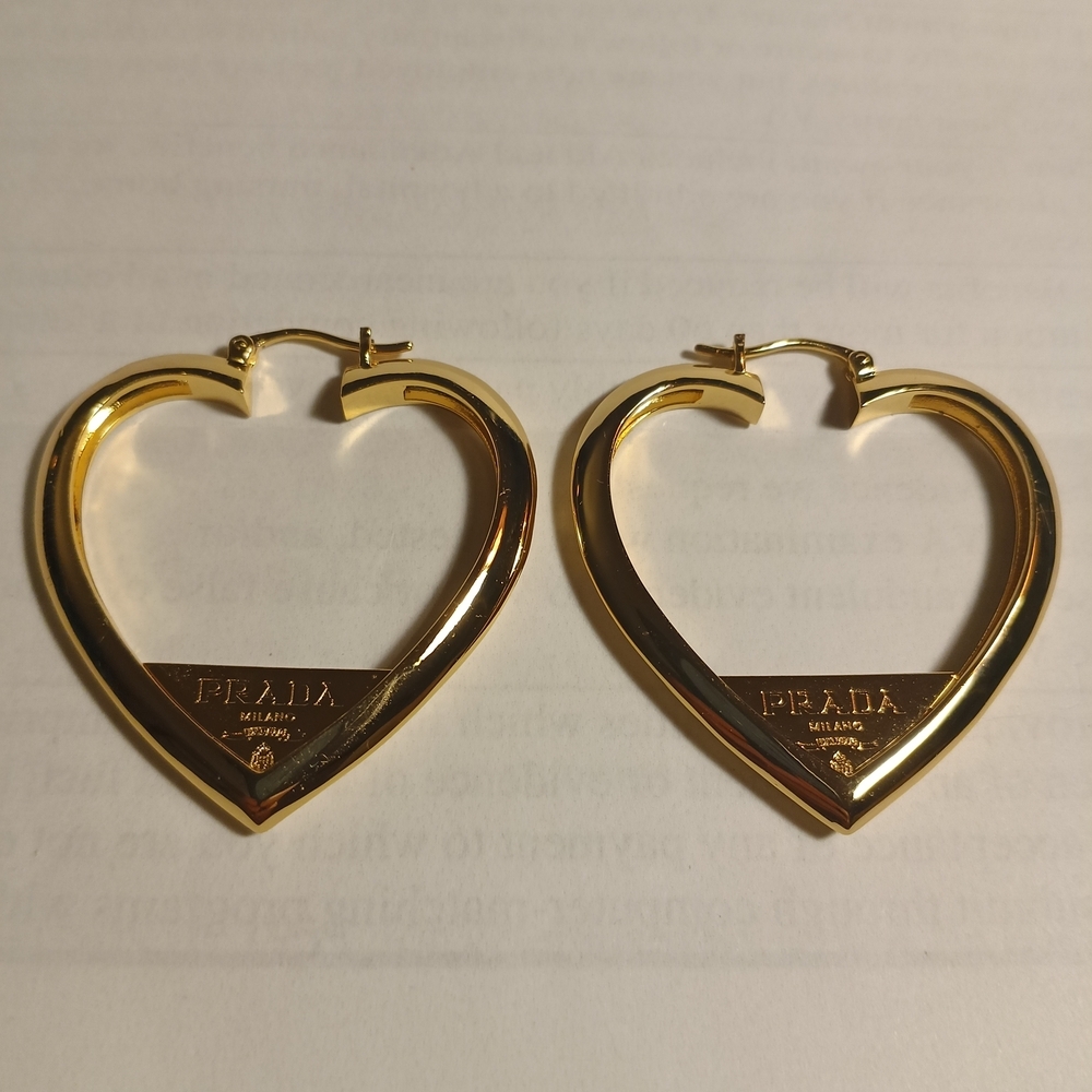 Prada Gold Heart-Shaped Earrings - Picture 8 of 10